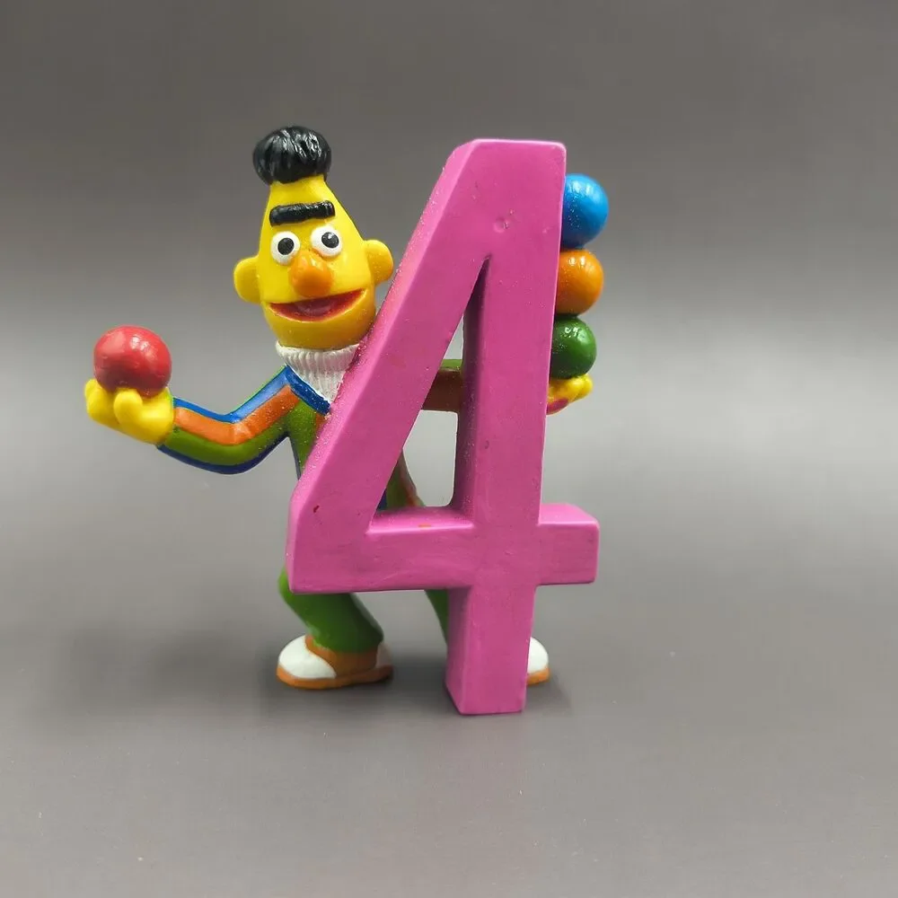 Vintage Sesame Street Bert Number 4 PVC Figure Cake Topper Toy Applause 1980s
